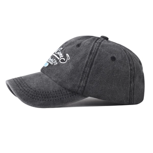 Vintage washed dark grey cotton baseball cap with New York City embroidery details