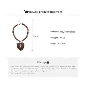Spécifications détaillées du collier de perles vintage avec pendentif cœur et croix