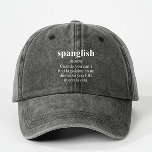 Vintage Washed Baseball Cap Spanglish Definition Print Adjustable Distressed Cotton Polyester Hat For Outdoor Sun Protection