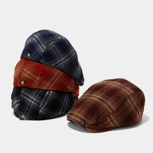 Classic British style plaid flat caps for men and women in four assorted vintage colors