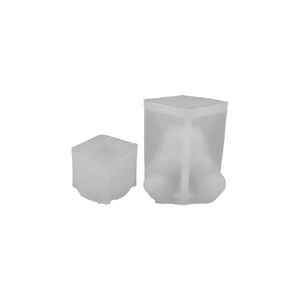 DIY silicone mold set featuring a cute 3D bunny and a striped cube for candle making
