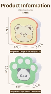 Detailed size specifications for bear and panda shaped scale-pattern mirror cleaning sponges
