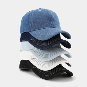 Classic cotton denim baseball caps in five solid colors with stitching details