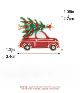 Detailed size and weight specs for Christmas car brooch made of alloy material