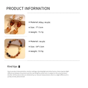 Detailed product specifications for vintage acrylic beaded necklace and earring set