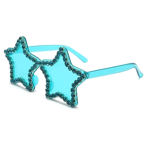 Star Shaped Sunglasses Rhinestone Encrusted PC Transparent Candy Color Party Eyewear Retro Fun Unisex