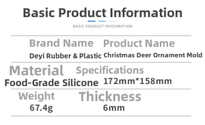 Specifications of Christmas deer resin mold made of food-grade silicone 172x158mm