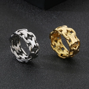 Men's trendy hollow X-shaped chain rings in gold and silver 316L stainless steel