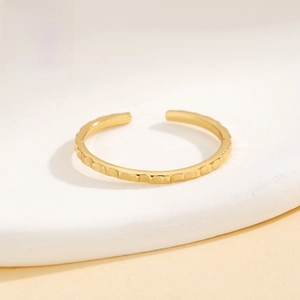 Minimalist S925 sterling silver adjustable open wave ring for women with gold plating