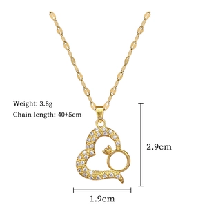 Detailed size specifications for gold heart pendant necklace with dimensions and weight