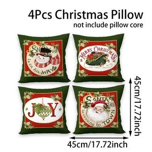 Detail of 4-pack Christmas cushion covers 45x45cm with festive cartoon prints and texture