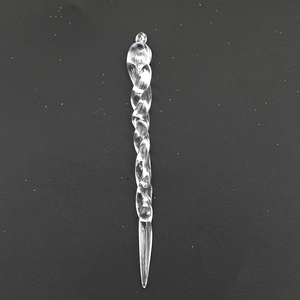 Clear spiral icicle Christmas tree ornament with transparent acrylic twisted design
