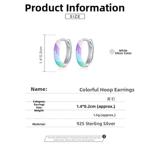 Detail view of 925 sterling silver rainbow enamel stud earrings with 1.4cm dimensions
