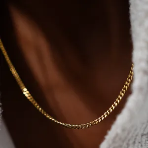 Collana con Pendente a Barra in Acciaio Inossidabile da Uomo Catena a Maglia Cubana Classica Oro Argento Gioielli