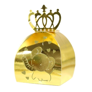 Golden elephant and crown hollow candy box for children's party and birthday gifts