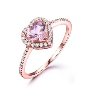 Eleganter 925er Silberring mit herzförmigem rosa Morganit in Roségold und Diamanten