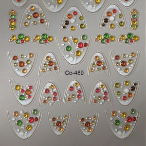 French style DIY nail art stickers with colorful gemstones and back adhesive design