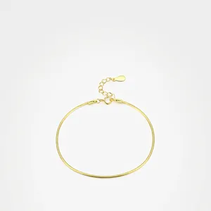 925 Sterling Silver Snake Chain Bracelet Gold Plated Minimalist Adjustable Thin Link Jewelry For Women