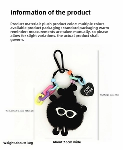 Détails du porte-clés monstre en peluche 18cm avec pendentif cœur et lunettes de soleil
