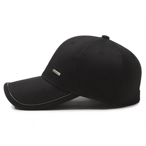 Classic black baseball cap with side metal plate detail for outdoor sun protection