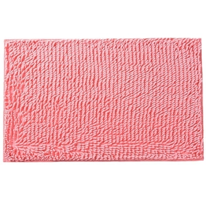 Zachte roze chenille badmat met een zeer absorberende ruige textuur voor de badkamer
