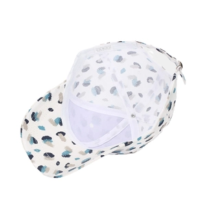 Abstract leopard print baseball cap with 100% polyester mesh lining and adjustable strap