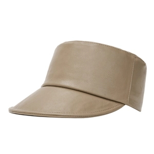 Braune PU-Leder Visier-Mütze mit breiter Krempe für Damen Mode im Herbst und Winter