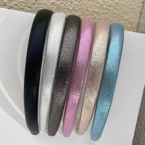 Set of 6 glitter candy-colored thin headbands for women in retro minimalist style