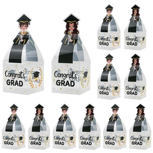 Graduation Party Transparent PVC Candy Container Congrats GRAD Bachelor Uniform Gift Packaging Decoration For Students