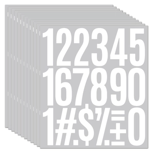 Detail of 3-inch white waterproof number and symbol stickers set for DIY mailbox