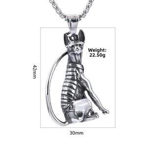 Detailed size specifications for a retro Sphinx pendant necklace showing 42mm by 30mm