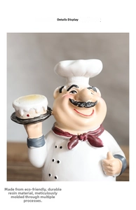 Detailed view of chef figurine craft made of eco-friendly resin with fine molding texture