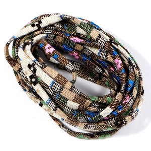 Close-up of 5mm colorful woven cotton core rope for DIY jewelry and handicraft making