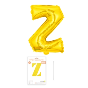 16-Zoll Goldbuchstabe Z Folienballon mit Papierkarte und Strohhalm für die Geburtstagsfeier