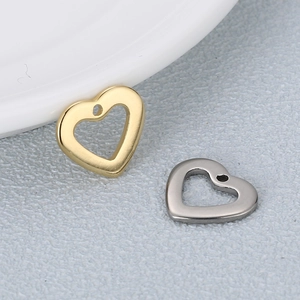 Minimalist heart-shaped stainless steel charms in gold and silver for DIY jewelry making