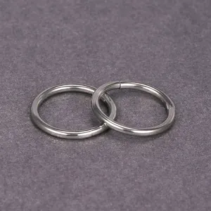 Pair of 316L titanium steel hinged BCR body rings for piercings on a stone surface