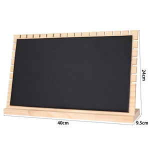 Detail showing 40x24cm solid wood necklace display stand with black fabric and 11 slots