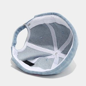 Light blue denim sailor cap with B letter embroidery and adjustable back strap