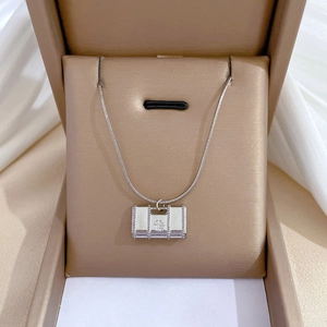 Silver bag pendant titanium steel necklace on snake chain in a premium gift box