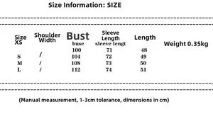 Detailed size chart for the women's cropped trench coat with bust and length measurements
