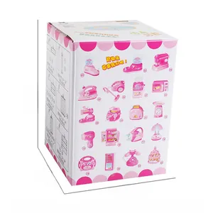 Detail view of pink mini vacuum toy box packaging with dimensions 13cm x 9.5cm x 9.5cm