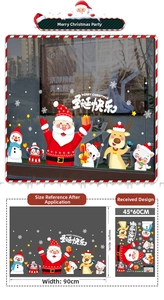 Christmas window decals set with Santa and reindeer motifs, size 90x42cm for glass decor