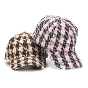 Casquettes de baseball classiques à motif pied-de-poule marron et rose pour l'automne