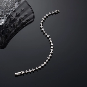 Elegant 925 sterling silver tennis bracelet with round cubic zirconia on black mirror