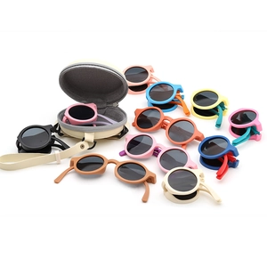 Kids Foldable Sunglasses Round Retro UV400 Protection Sun Glasses For Boys Girls Portable Travel Eyewear