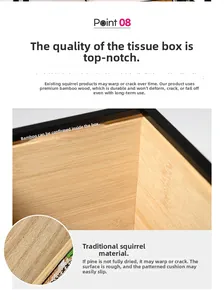 Detail showing the natural bamboo wood texture and durable inner lining of the tissue box