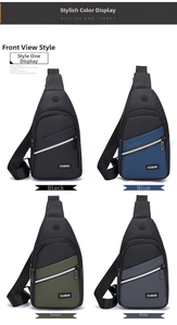 Waterproof nylon crossbody bag collection in black, blue, green, and dark grey colors