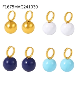 Orecchini a sfera cava in acciaio inossidabile PVD in vari colori pittura a olio