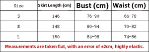 Detailed size chart with measurements for summer fashion solid color maxi dress