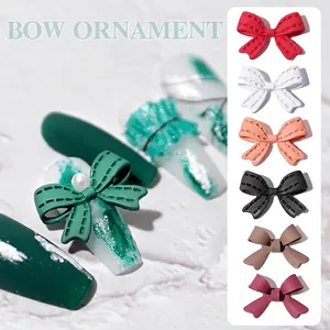 3D Bow Nail Art Ornaments Resin Bowknot Manicure Decoration Matte Stitch Design Colorful Jewelry Accessories For Nails